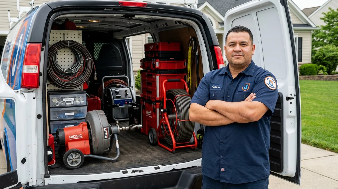 Professional drain cleaning equipment and Johns Plumbing LLC plumber in Le Grand