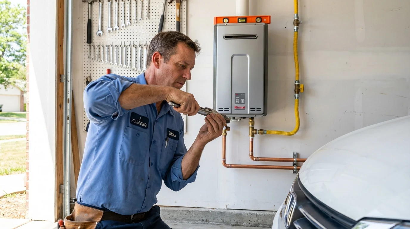 Tankless water heater installation by a Johns Plumbing LLC plumber in Le Grand